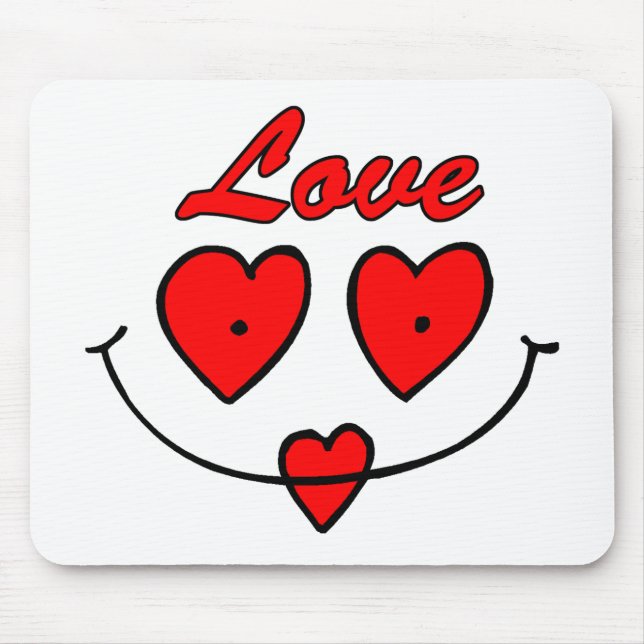 Heart Smiley Face Mouse Pad (Front)