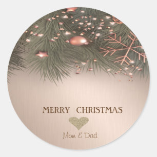 Heart,Snowflake,Balls,Pine Tree Holiday Classic Round Sticker