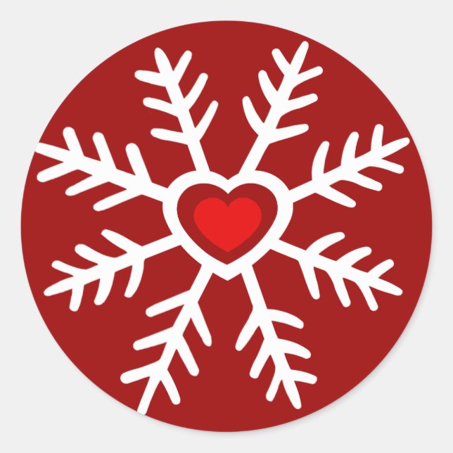 Heart Snowflake Christmas | berry Classic Round Sticker (Front)
