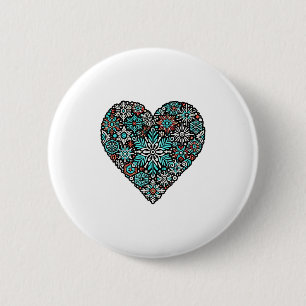 Heart Snowflakes Snowboarding Skiing Christmas Sno 6 Cm Round Badge