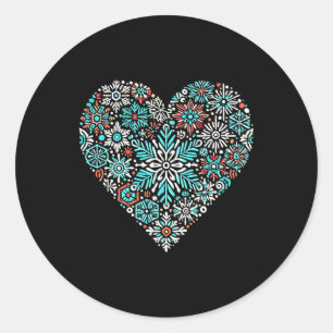 Heart Snowflakes Snowboarding Skiing Christmas Sno Classic Round Sticker