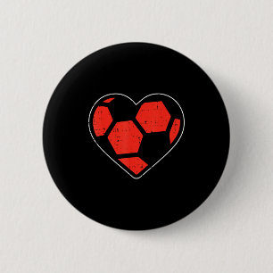 Heart Soccer Ball Football Valentines Day Sports L 6 Cm Round Badge