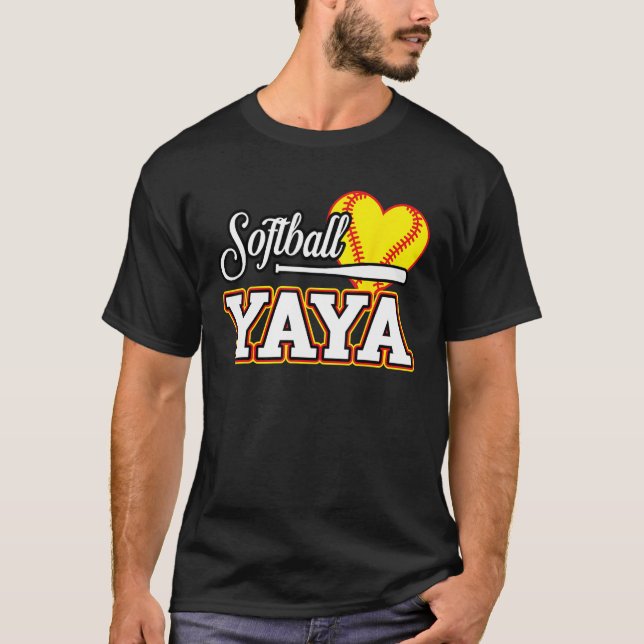 Heart Softball YaYa Cute Sport  Matching Family T-Shirt (Front)