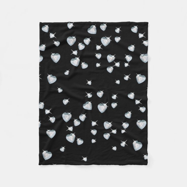 Heart Sparkle Diamonds Fleece Blanket (Front)