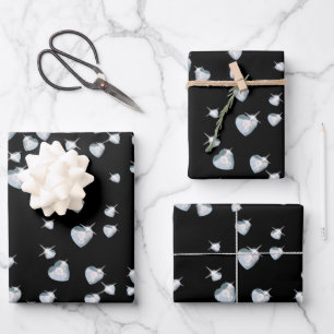 Heart Sparkle Diamonds Wrapping Paper Sheet