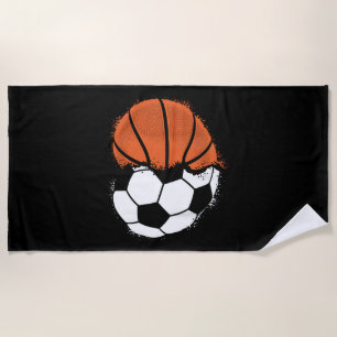 Heart Sports Soccer Basketball Ball Lover Valentin Beach Towel