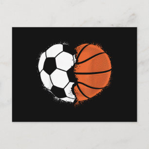 Heart Sports Soccer Basketball Ball Lover Valentin Postcard