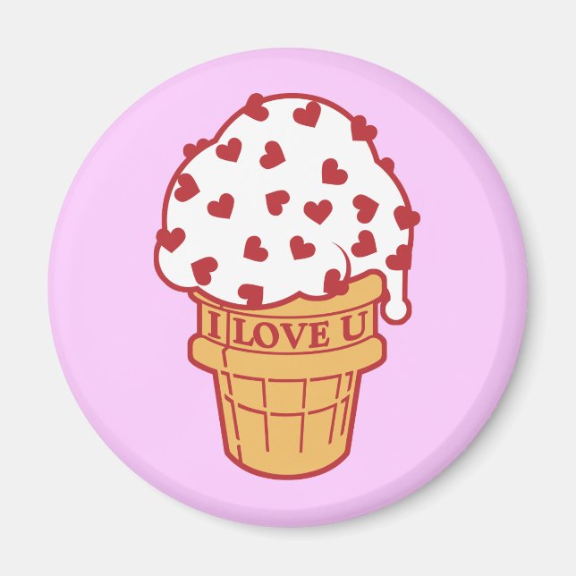 Heart Sprinkle Ice Cream Cone Magnet (Front)