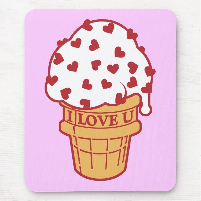 Heart Sprinkle Ice Cream Cone Mouse Pad (Front)