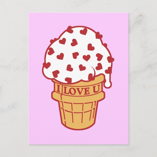 Heart Sprinkle Ice Cream Cone Postcard (Front)