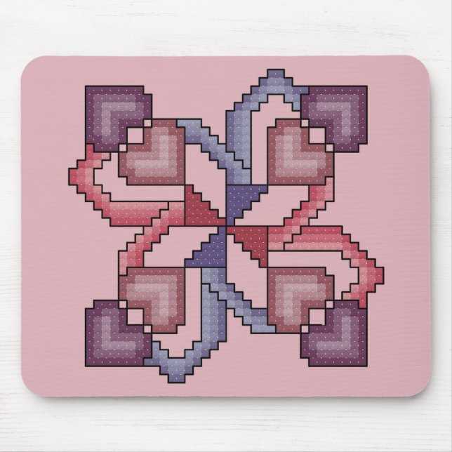 Heart Square Cross Stitch Mousepad (Front)