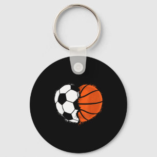 Heart Srts Soccer Basketball Ball Lover Valentines Key Ring