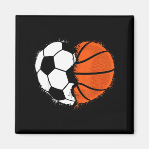 Heart Srts Soccer Basketball Ball Lover Valentines Magnet