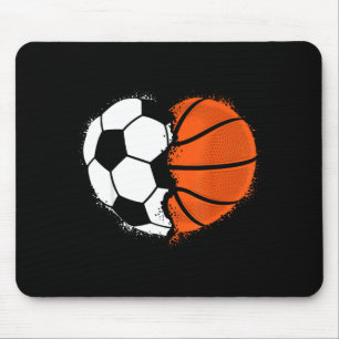 Heart Srts Soccer Basketball Ball Lover Valentines Mouse Pad