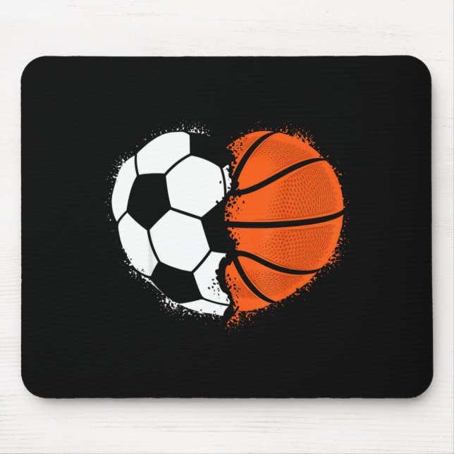 Heart Srts Soccer Basketball Ball Lover Valentines Mouse Pad (Front)