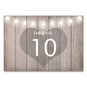 Heart Stained Rustic Table Number Card