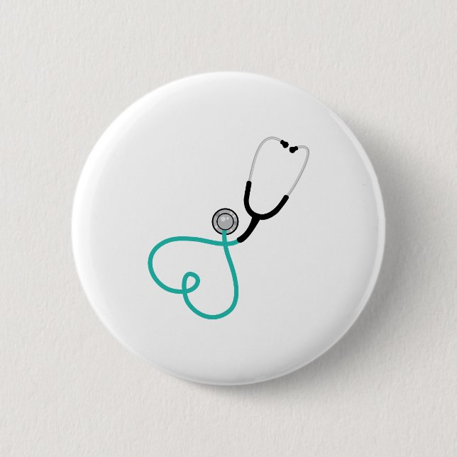 Heart Stethoscope 6 Cm Round Badge (Front)