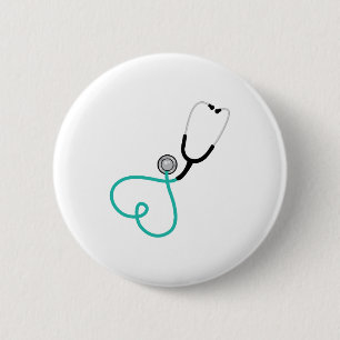 Heart Stethoscope 6 Cm Round Badge