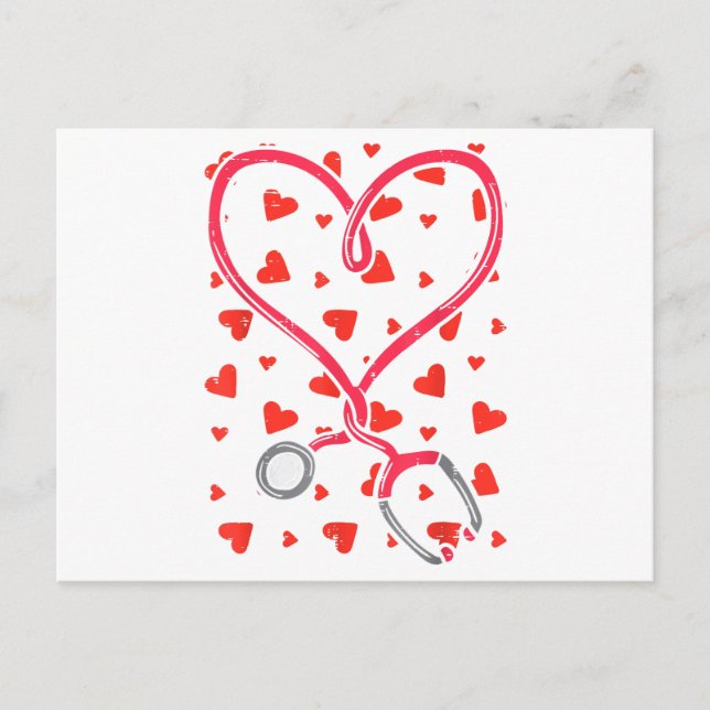 Heart Stethoscope Cute Love Nursing Valentines Day Holiday Postcard (Front)
