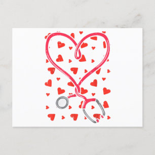 Heart Stethoscope Cute Love Nursing Valentines Day Postcard