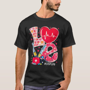 Heart Stethoscope Cute Love Nursing Valentines Dsp T-Shirt