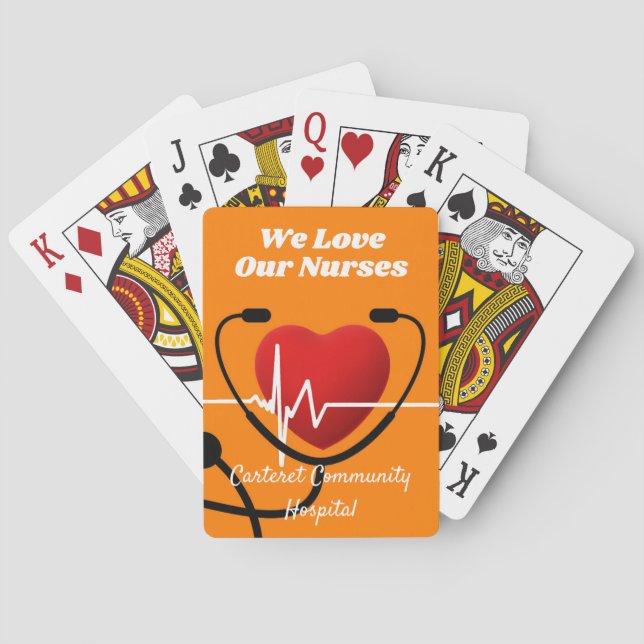 Heart , Stethoscope & ECG Nurses  Playing Cards (Back)
