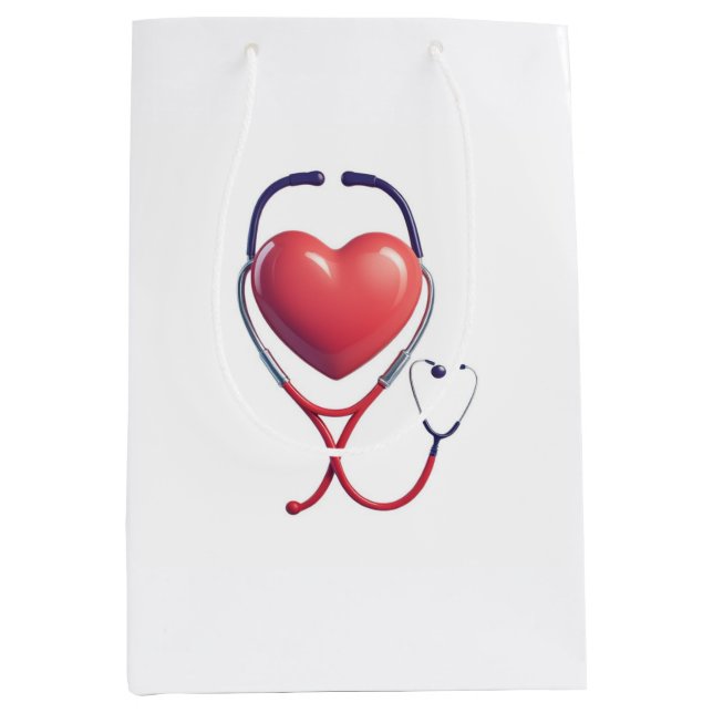 Heart & Stethoscope Gift Bag | Nurse & Doctor Appr (Front)