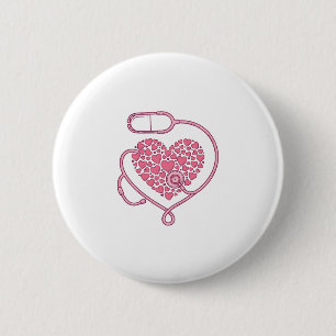 Heart Stethoscope Medical Love Vector Shirt Design 6 Cm Round Badge