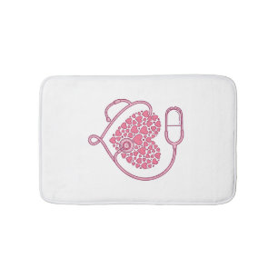 Heart Stethoscope Medical Love Vector Shirt Design Bath Mat