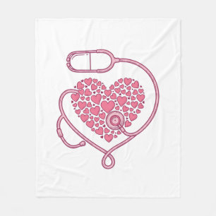 Heart Stethoscope Medical Love Vector Shirt Design Fleece Blanket