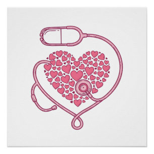 Heart Stethoscope Medical Love Vector Shirt Design Poster