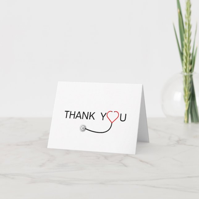 Heart Stethoscope Nurse Thank You Card (Front)