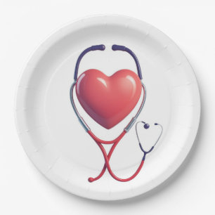 Heart & Stethoscope Paper Plate Medical Party Su