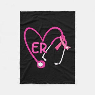 Heart Stethoscope Pink Ribbon Breast Cancer Er Nur Fleece Blanket