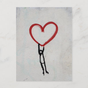 HEART & STICK MAN GRAFFITI WALL STREET ART POSTCARD