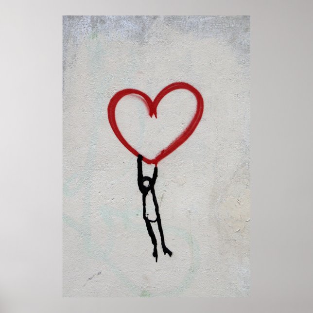 HEART & STICK MAN GRAFFITI WALL STREET ART POSTER (Front)