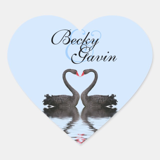 Heart Sticker Seal Romancing Swans (Front)