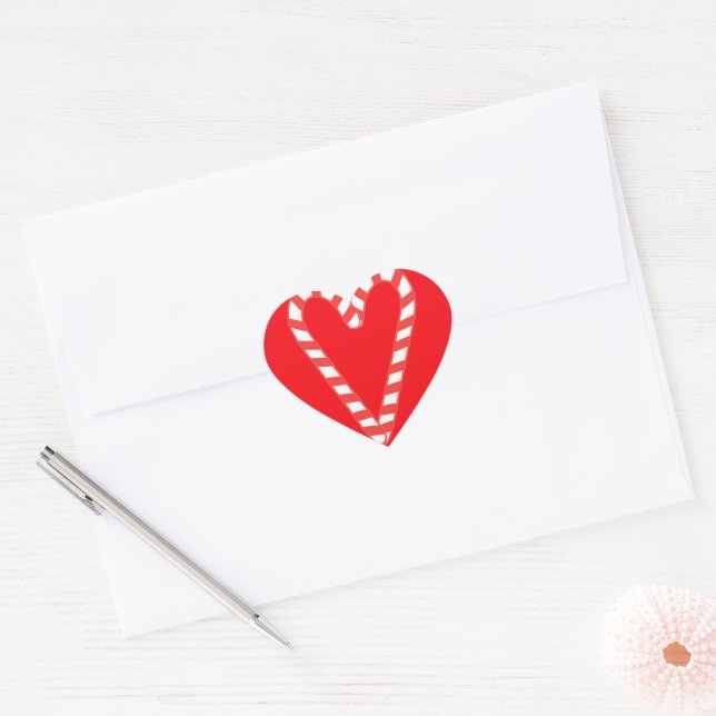 Heart Sticker with Heart Shaped Candy Cane  (Envelope)