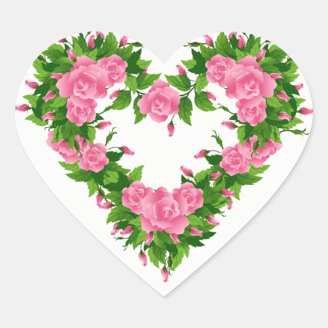 Heart Stickers-Pink Roses Sticker (Front)