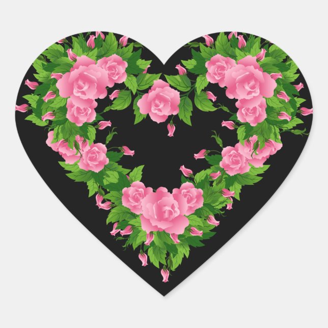 Heart Stickers-Pink Roses Sticker (Front)