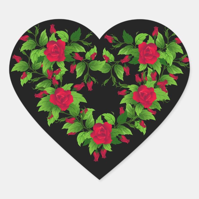 Heart Stickers-Red Roses Heart Sticker (Front)