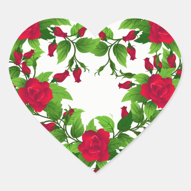 Heart Stickers-Red Roses Heart Sticker (Front)
