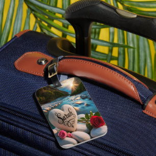 Heart stone by the River Luggage Tag