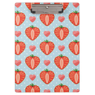 Heart Strawberries with Polka Dots And Hearts Clipboard