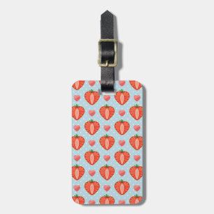 Heart Strawberries with Polka Dots And Hearts Luggage Tag