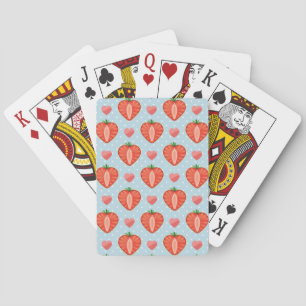 Heart Strawberries with Polka Dots And Hearts Playing Cards