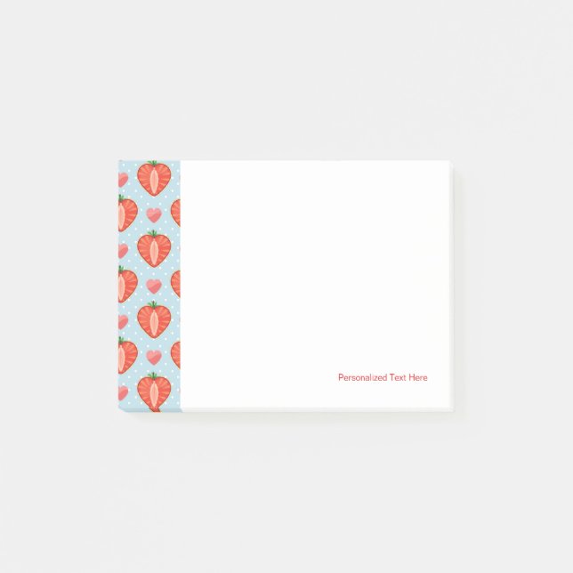 Heart Strawberries with Polka Dots And Hearts Post-it Notes (Front)