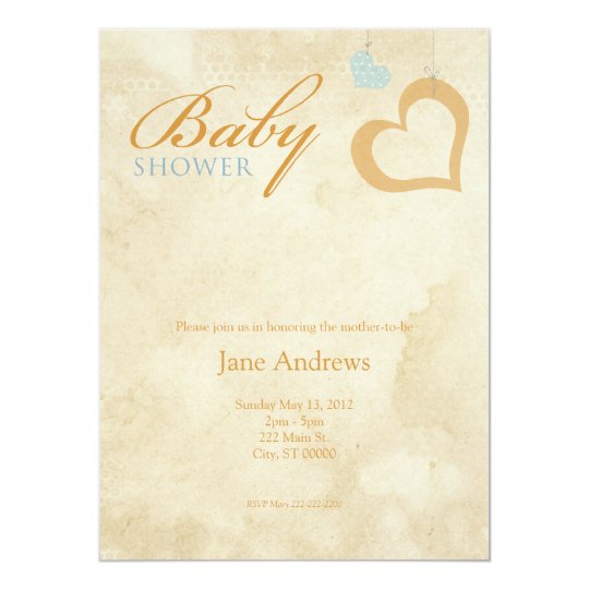Heart Strings Baby Shower - Orange & Blue Card