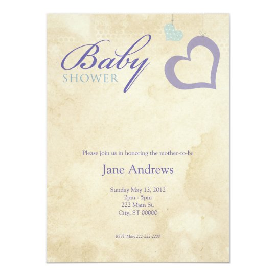 Heart Strings Baby Shower - Purple & Blue Card