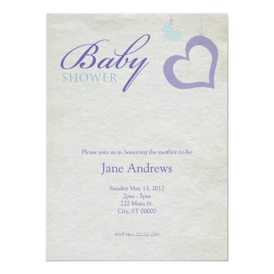 Heart Strings Baby Shower - Purple & Blue Card